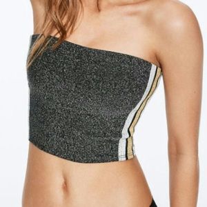 VS PINK Black Silver Glitter Cropped Tube Top